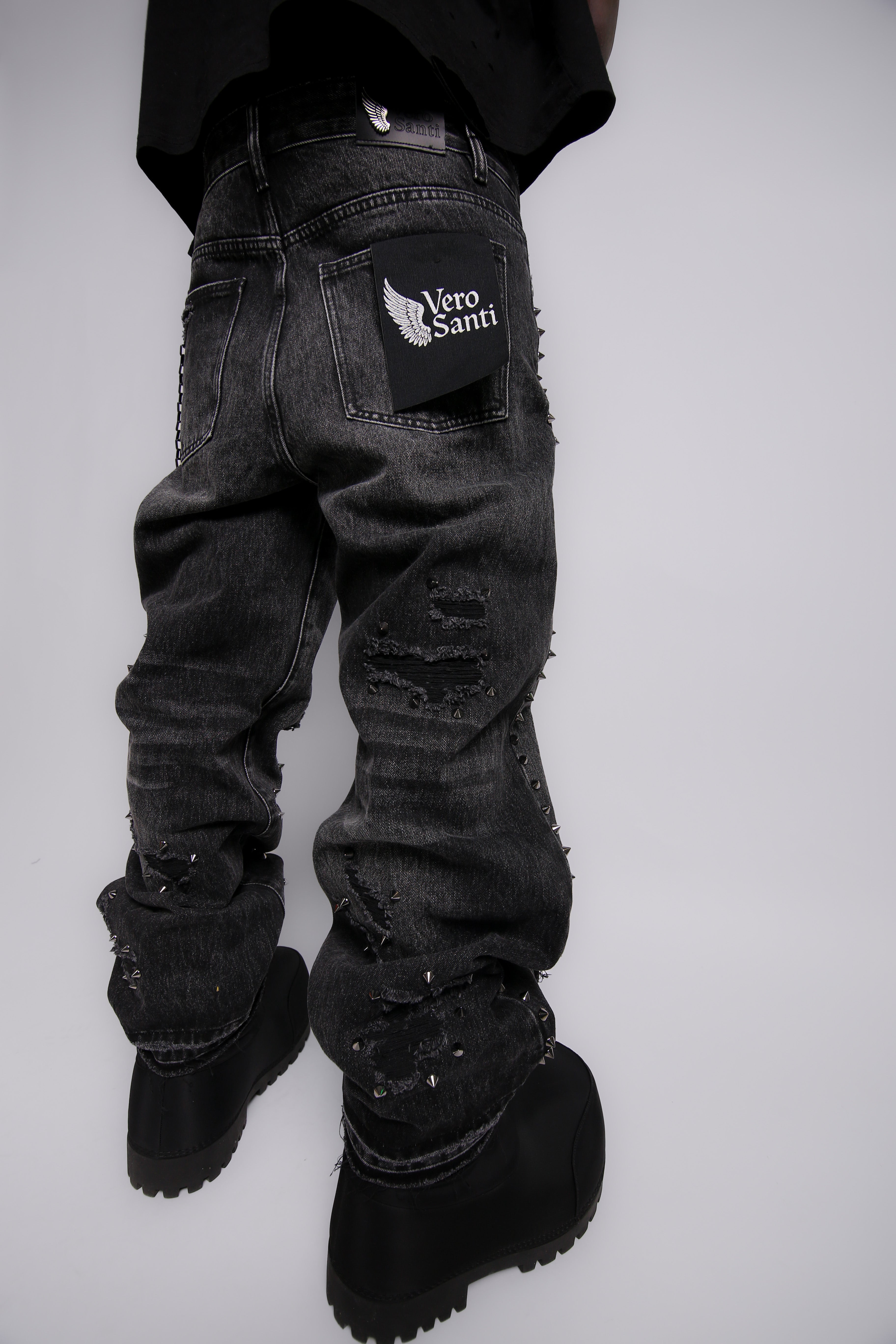 ARBITER Black Straight Leg Carpenter Jeans | Vero Santi